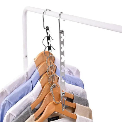 Maximize Closet Space with 6 Hole Clothes Hanger Organizer - Efficient Clothing Storage & Drying Rack