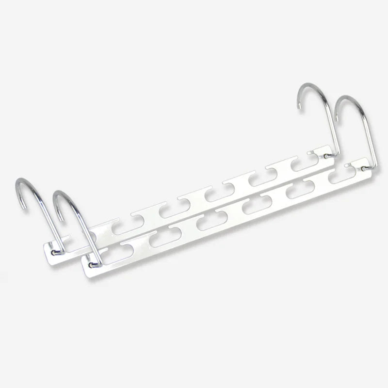 Maximize Closet Space with 6 Hole Clothes Hanger Organizer - Efficient Clothing Storage & Drying Rack