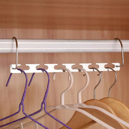 Maximize Closet Space with 6 Hole Clothes Hanger Organizer - Efficient Clothing Storage & Drying Rack